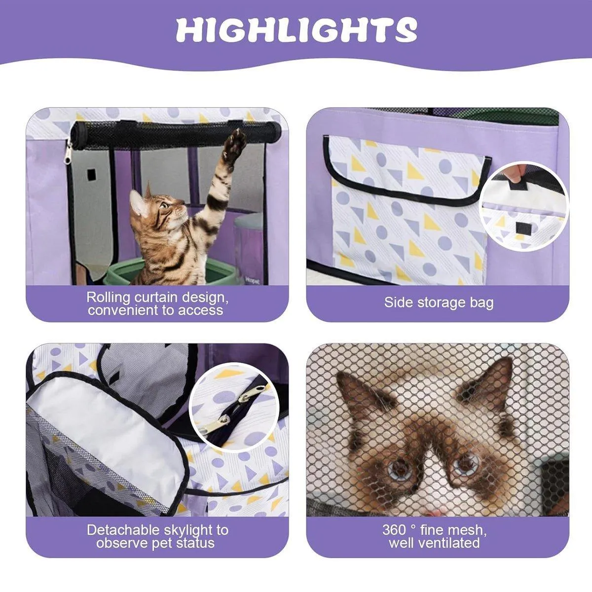 Foldable Cat Dog Kennel Pet Delivery Cage Portable Pet Fence Tent
