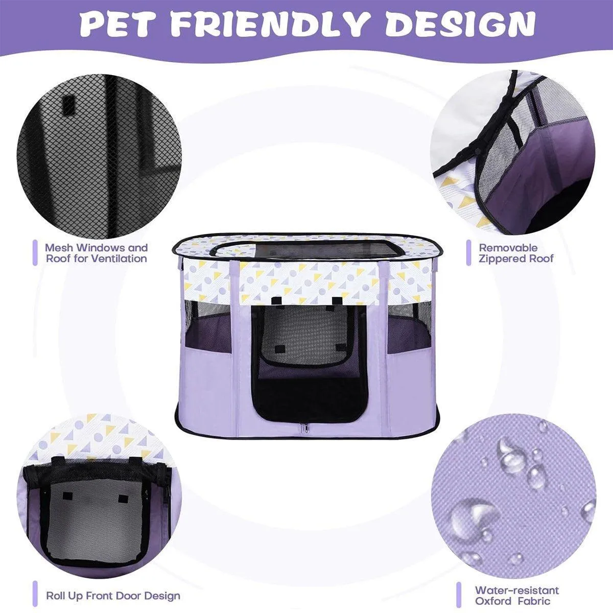 Foldable Cat Dog Kennel Pet Delivery Cage Portable Pet Fence Tent