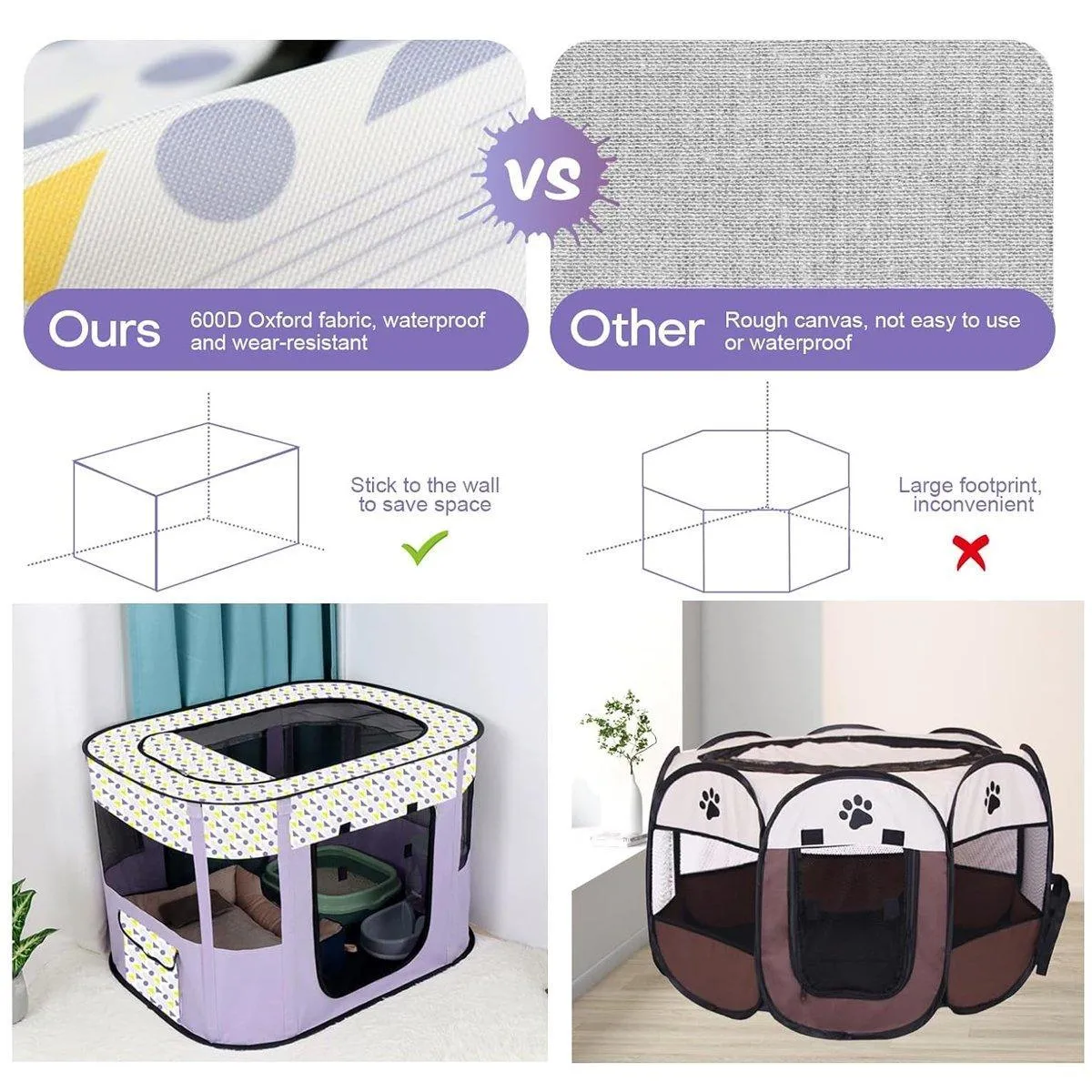 Foldable Cat Dog Kennel Pet Delivery Cage Portable Pet Fence Tent
