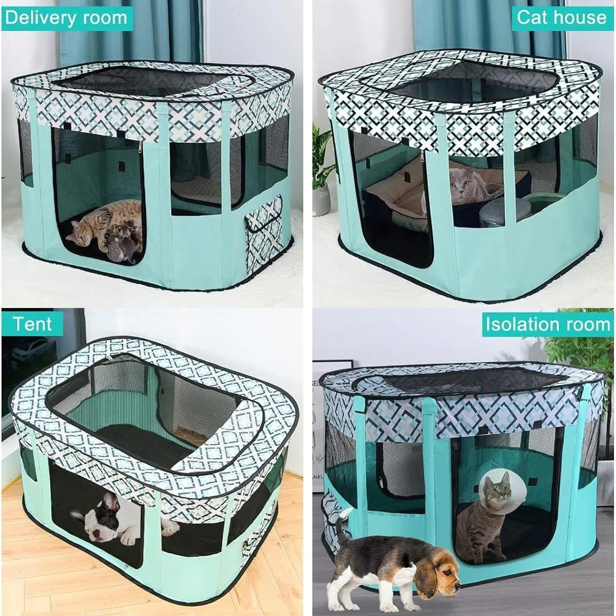Foldable Cat Dog Kennel Pet Delivery Cage Portable Pet Fence Tent