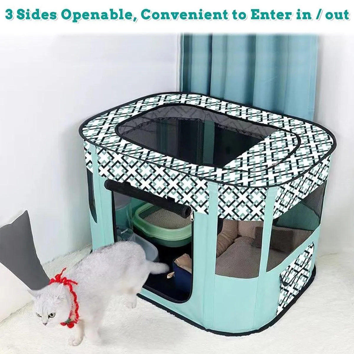 Foldable Cat Dog Kennel Pet Delivery Cage Portable Pet Fence Tent