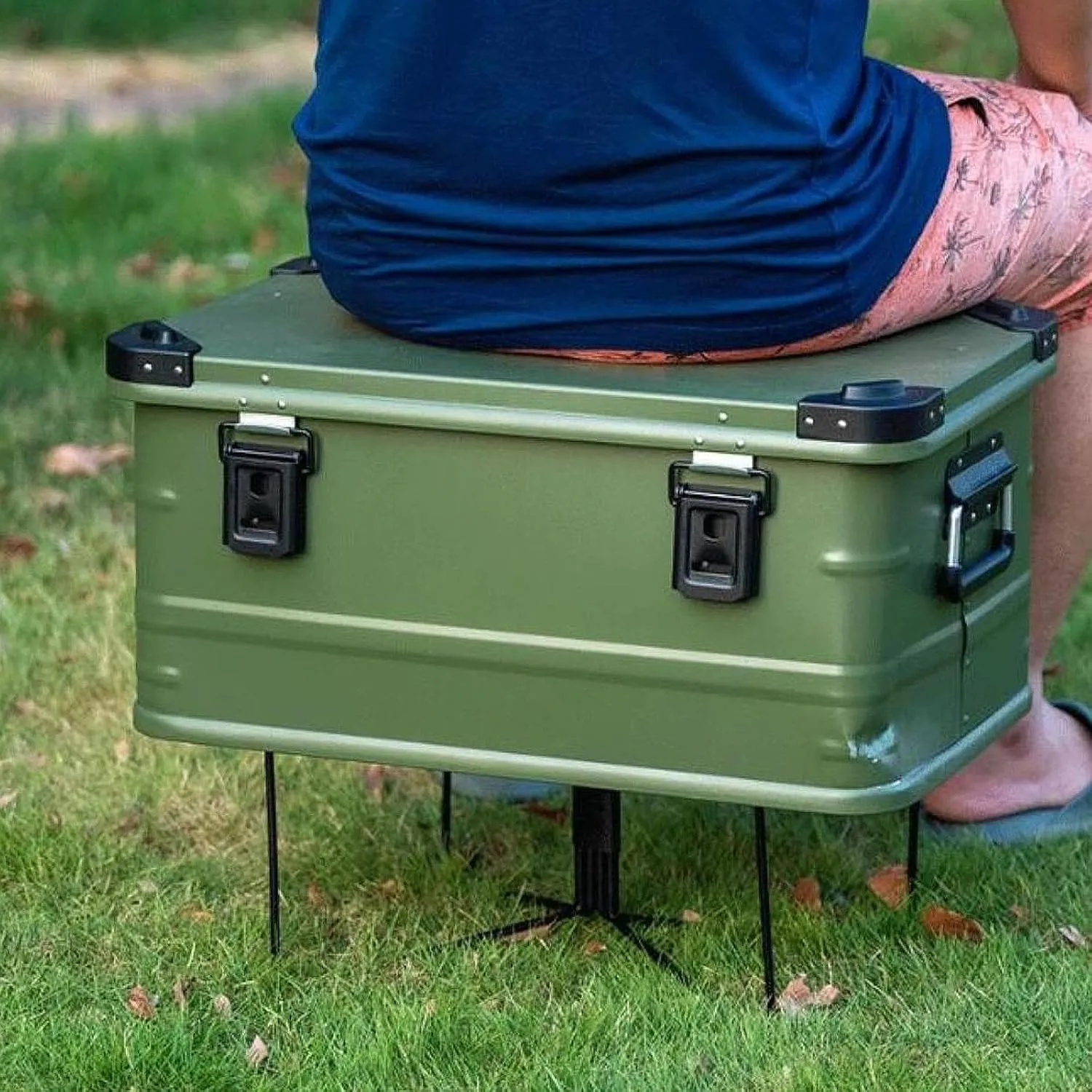 Foldable Cooler Stand Luggage Rack Sturdy Multipurpose Folding Metal Water Bucket Stand Ice Box Holder for Hiking Travel BBQ