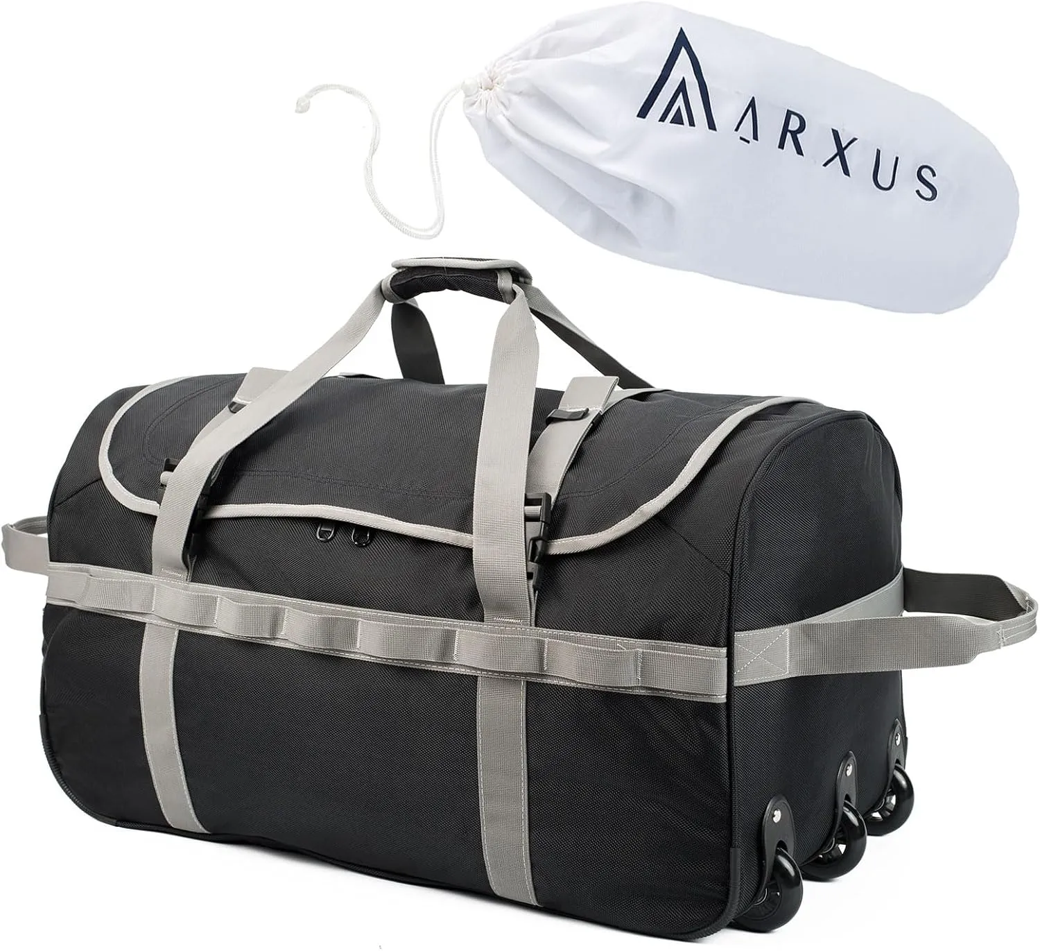 Foldable Duffel Bag with Wheels, 85L Large Carry on Storage Rolling Wheeled Bag for Travel Sports Camping Weekend Overnight