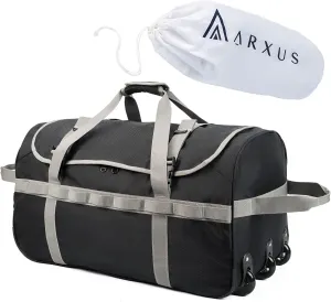 Foldable Duffel Bag with Wheels, 85L Large Carry on Storage Rolling Wheeled Bag for Travel Sports Camping Weekend Overnight