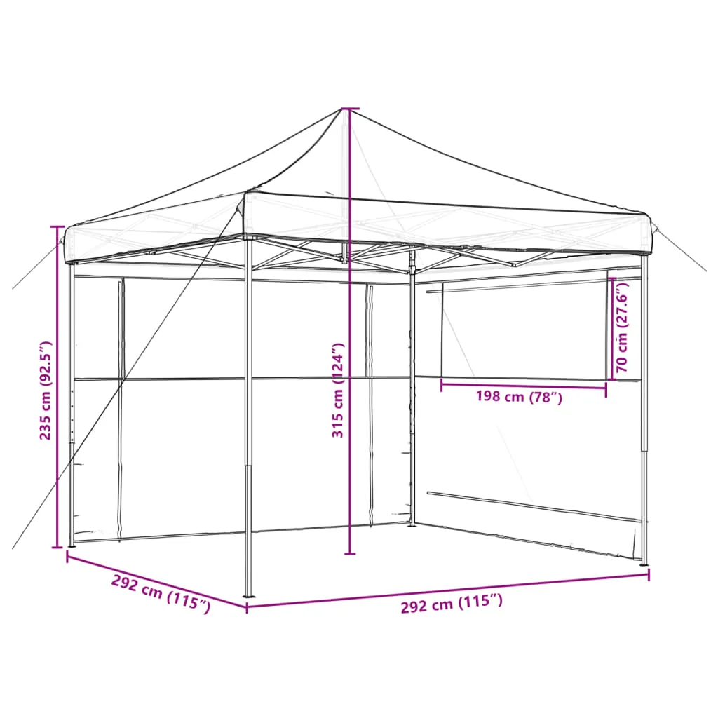 Foldable Party Tent Pop-Up with 2 Sidewalls Brown