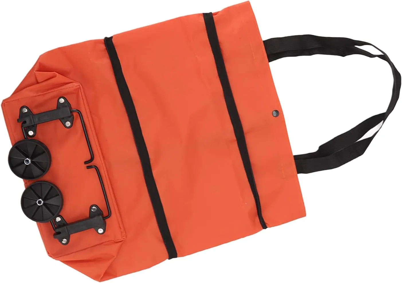 Foldable Shopping Cart with Wheels, Expandable Grocery Tote with Slide Fastener for Convenient Travel, Shopping, and More, Foldable Oxford Cloth Bag for Easy Storage (Orange)