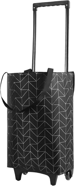 Foldable Shopping Trolley with Wheels - 2 in 1 Reusable Grocery Tote Bag for Travel