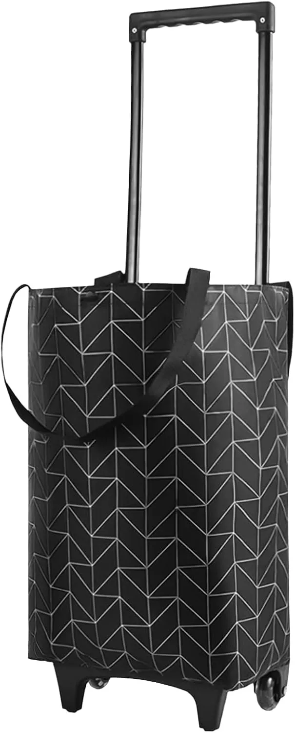 Foldable Shopping Trolley with Wheels - 2 in 1 Reusable Grocery Tote Bag for Travel