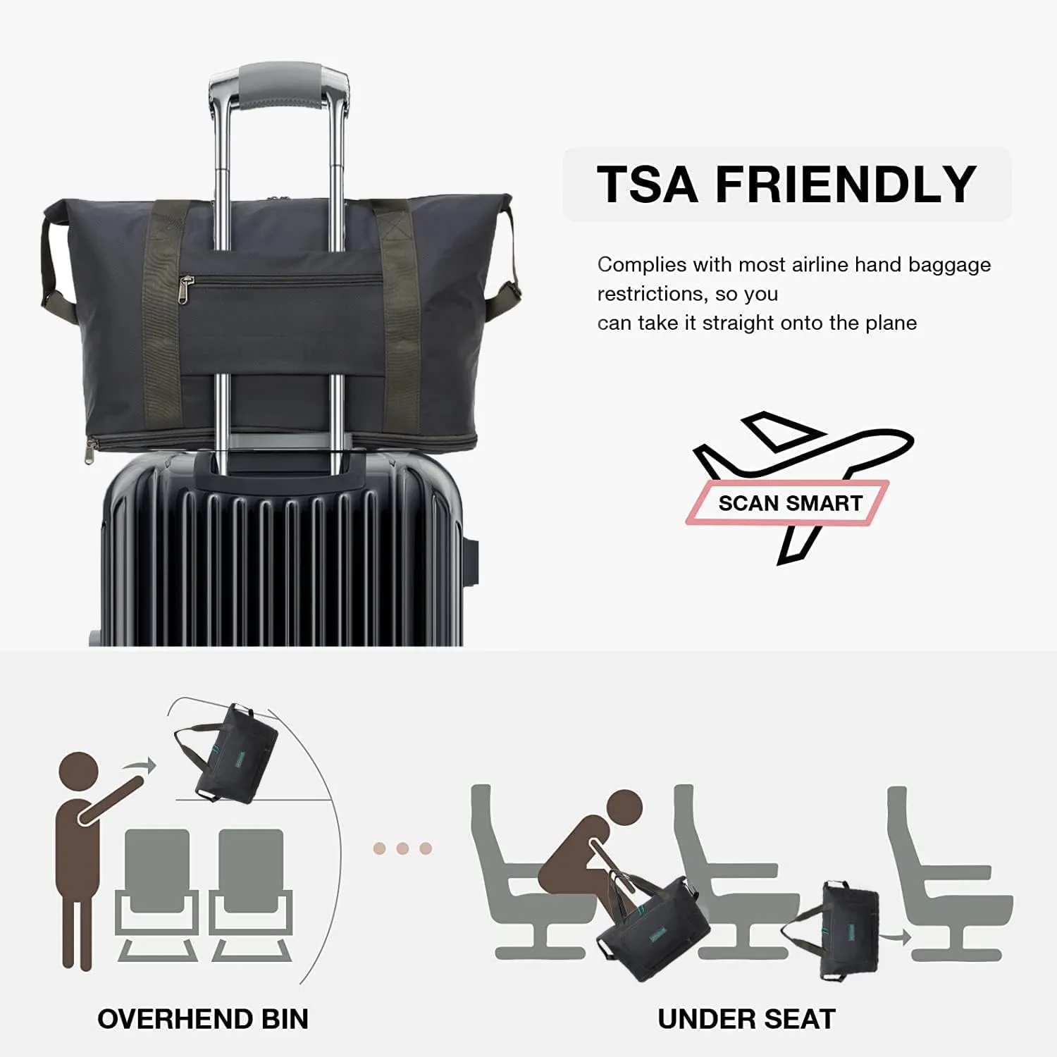 Foldable Travel Duffel Bag Expandable collapsible Luggage Large Capacity Lightweight Oxford Fabric Waterproof Men and Women