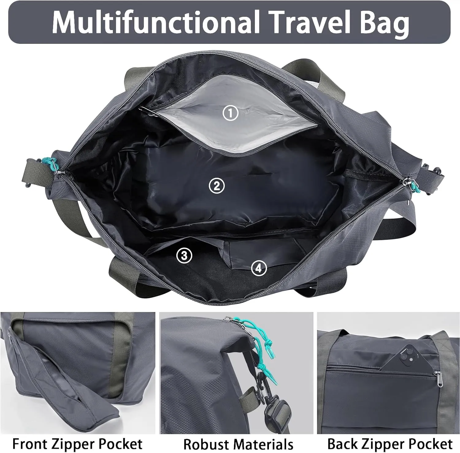 Foldable Travel Duffel Bag Expandable collapsible Luggage Large Capacity Lightweight Oxford Fabric Waterproof Men and Women