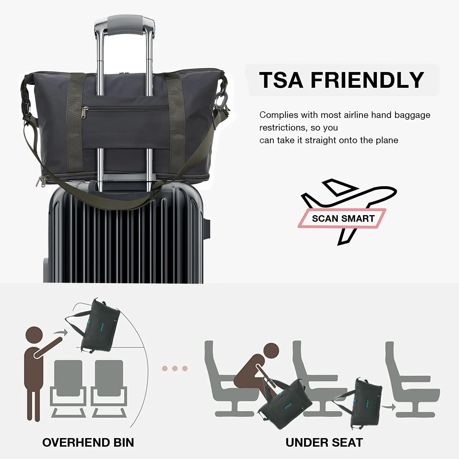 Foldable Travel Duffel Bag Expandable collapsible Luggage Large Capacity Lightweight Oxford Fabric Waterproof Men and Women