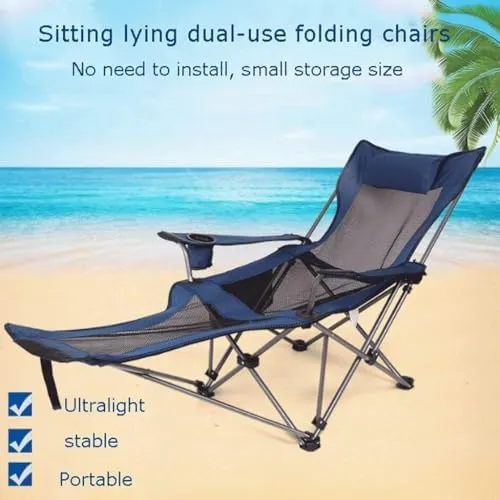 Folding Camping Chair Portable Backpack Fishing Chair Leisure Stool Beach Leisure Chair Sports Chair(Color:Blue Full Cloth)