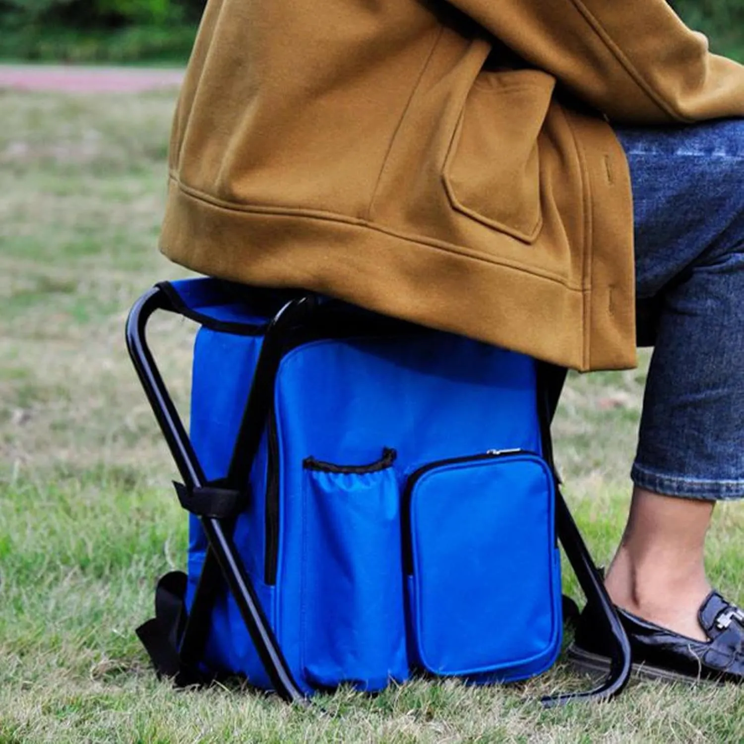 Folding Camping Chair - Waterproof Foldable Chair - Backpack Cooler Bag Camping Recliner for Mountaineering Hiking Travel Balcony Patio Festival Lawn Park Fishing Garden Backyard Picnic Poolside