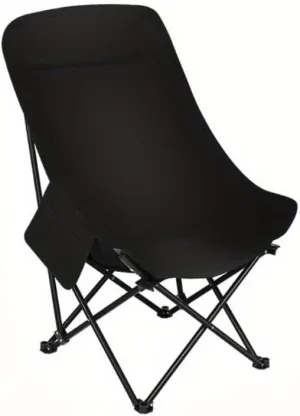 Folding Chairs Heavy Duty Moon Chair with Carry Bag, Outdoor Lumbar Back Padded with Side Pockets, Built Durable and Reliable(Black)