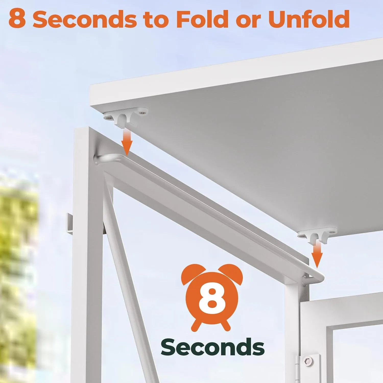 Folding Desk with Storage Pocket for Small Spaces, 39.4 Inch Foldable Desk with Headphone Hook for Bedroom Home Office, Portable Writing Table, Easy Assembly, White