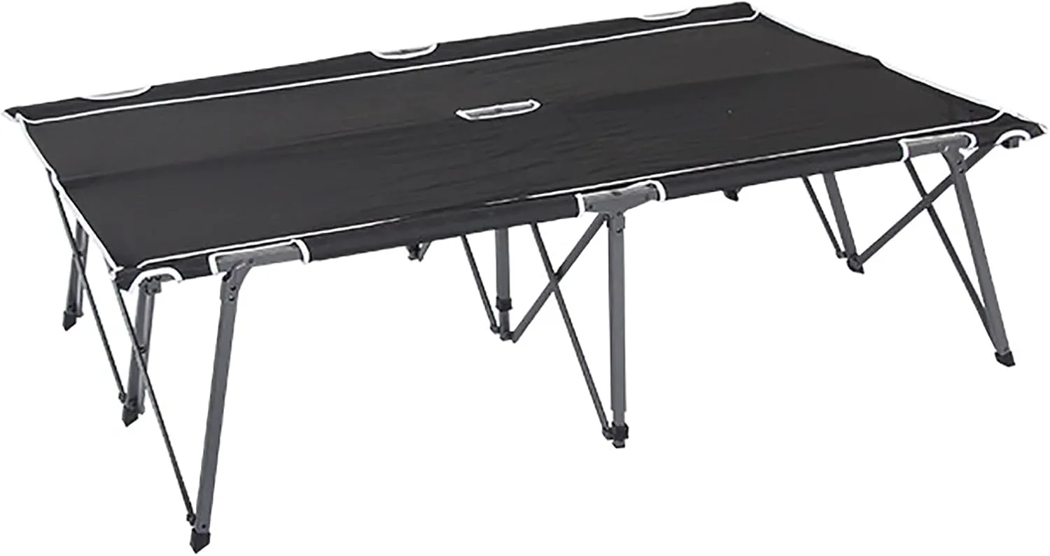 Folding Double Camping Cot Bed, Portable Oversized Adjustable Steel Frame Sleeping Bed, for Outdoor Travel, Hunting, Hiking, Beach, Single & Double