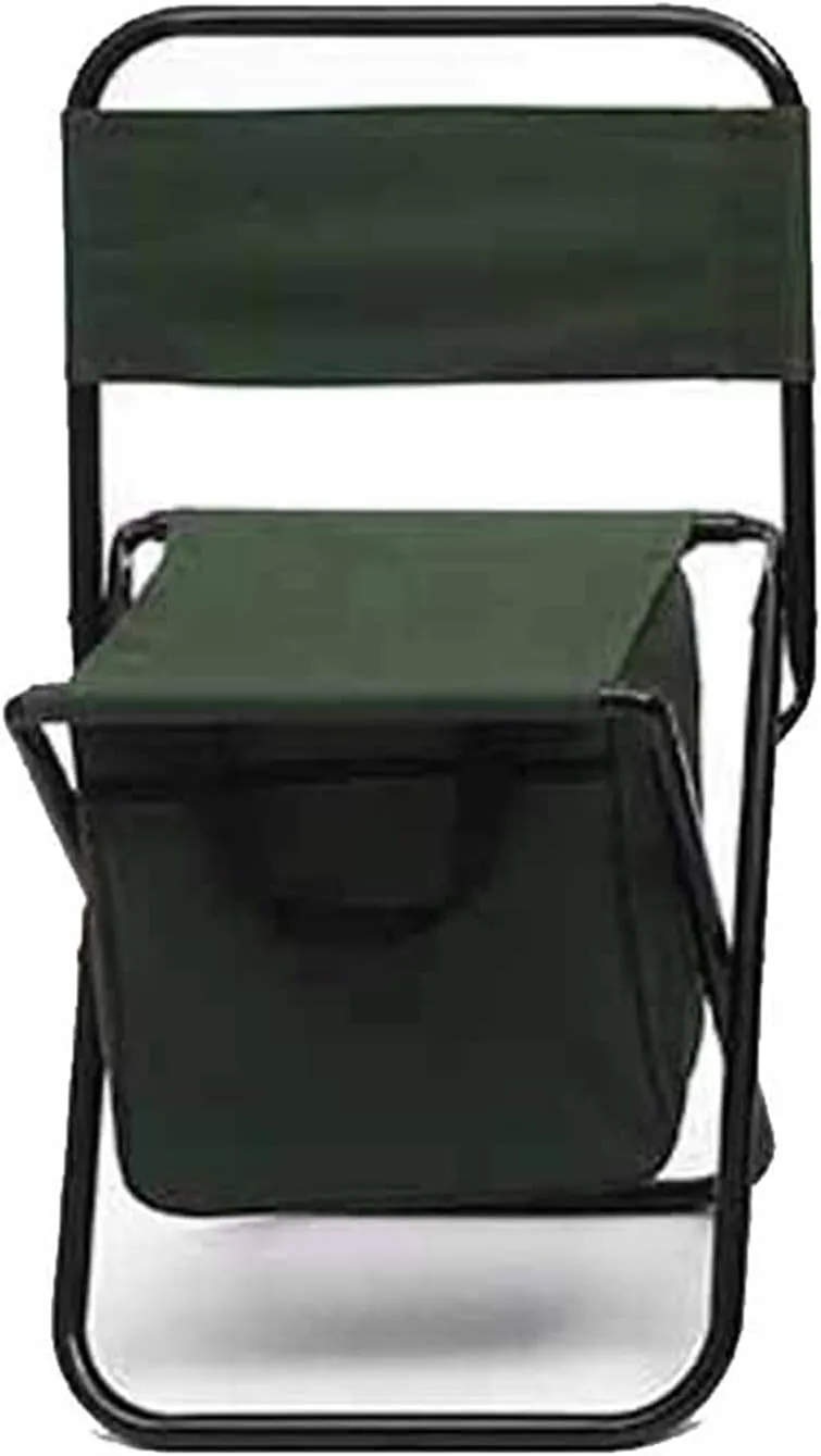 Folding Fishing Chair, Portable Foldable Leisure Back Chair with Bag for Outdoor Camping Fishing Hiking Backpacking (Green)