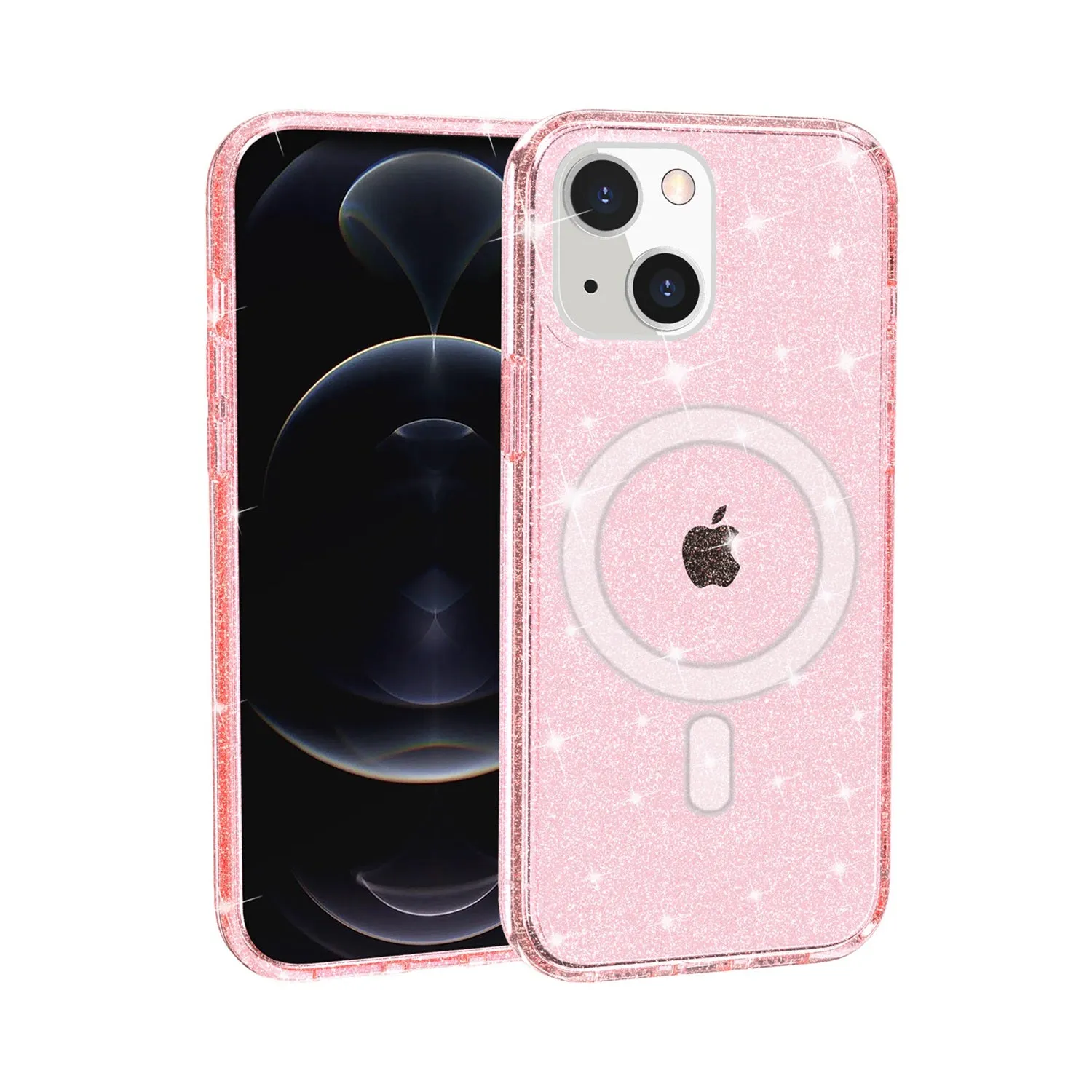 For Apple iPhone 13 /Pro Max MagSafe Compatible Glitter Shiny Sparkle Bling TPU Rubber Hard PC Back Hybrid Armor Frame  Phone Case Cover