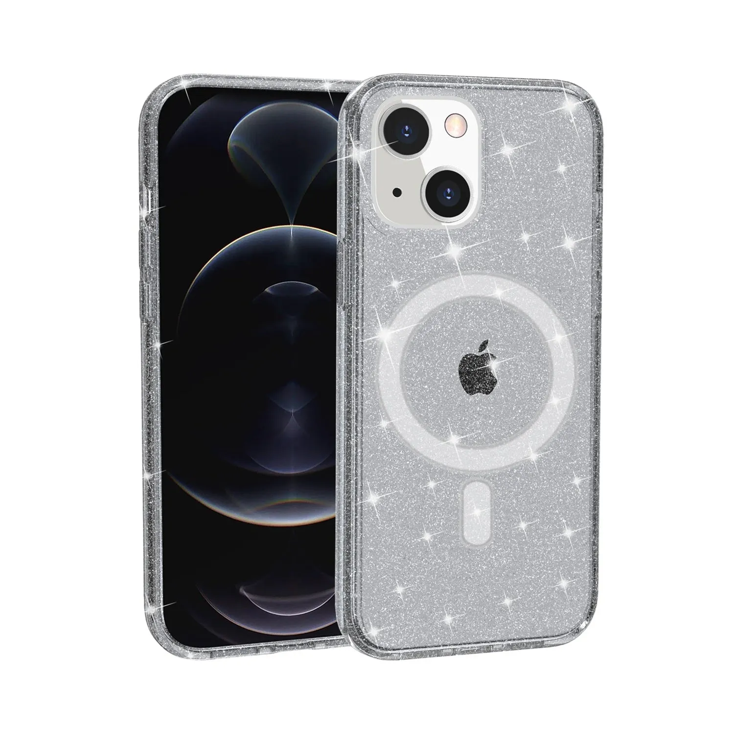 For Apple iPhone 13 /Pro Max MagSafe Compatible Glitter Shiny Sparkle Bling TPU Rubber Hard PC Back Hybrid Armor Frame  Phone Case Cover