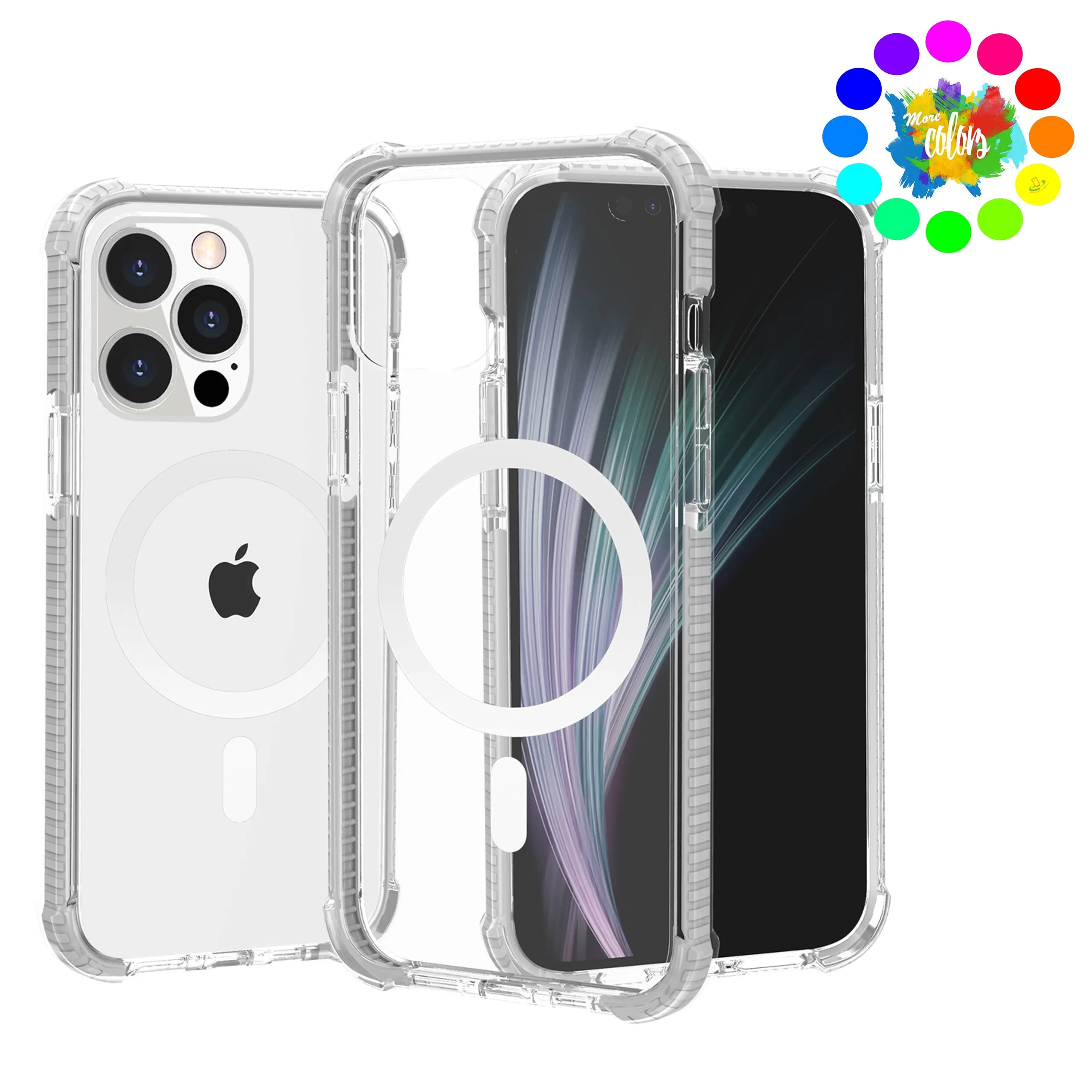 For Apple iPhone 14 Pro (6.1") Hybrid Acrylic Transparent Hard PC   TPU Color Frame Bumper Compatible with MagSafe  Phone Case Cover