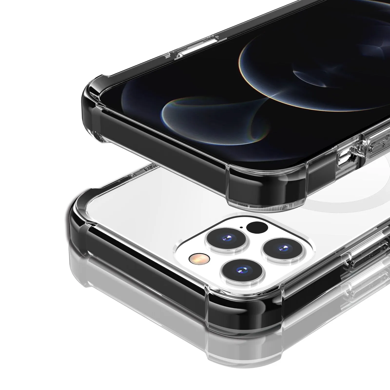 For Apple iPhone 14 Pro (6.1") Hybrid Acrylic Transparent Hard PC   TPU Color Frame Bumper Compatible with MagSafe  Phone Case Cover