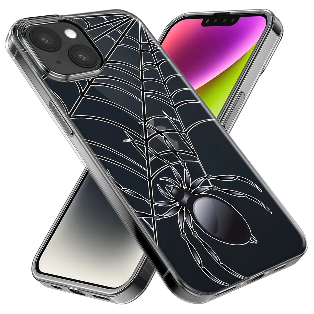 For Apple iPhone 14 Pro Max Creepy Black Spider Web Halloween Horror Spooky Design Hybrid Protective Phone Case Cover