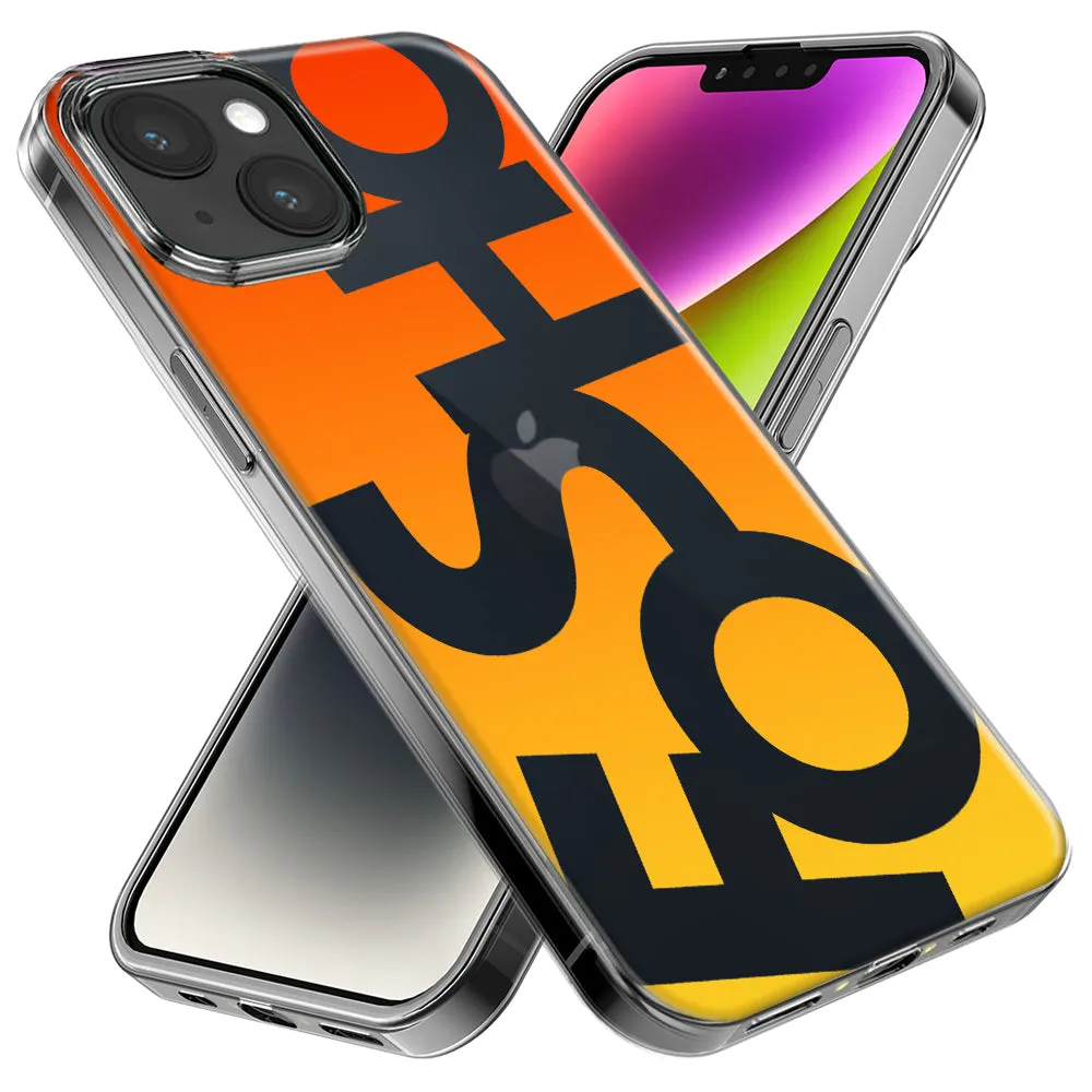 For Apple iPhone 14 Pro Max Orange Yellow Clear Funny Text Quote Fosho Design Hybrid Protective Phone Case Cover