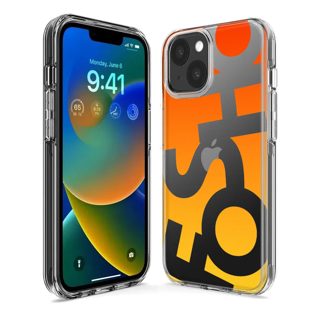 For Apple iPhone 14 Pro Max Orange Yellow Clear Funny Text Quote Fosho Design Hybrid Protective Phone Case Cover