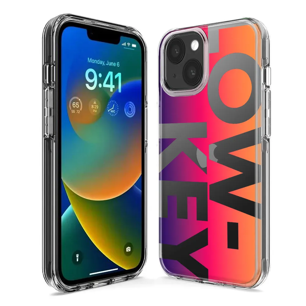 For Apple iPhone 14 Pro Max Purple Pink Orange Clear Funny Text Quote Low Key Design Hybrid Protective Phone Case Cover