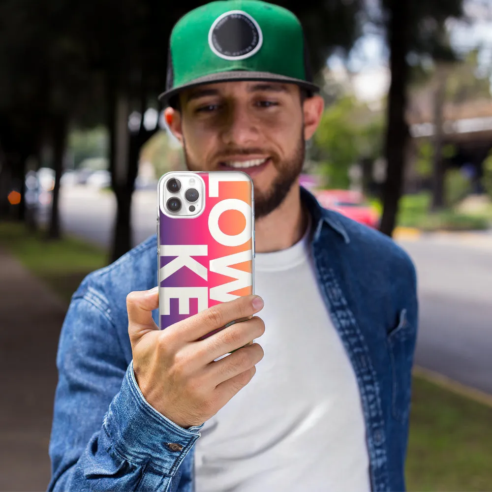 For Apple iPhone 14 Pro Max Purple Pink Orange Clear Funny Text Quote Low Key Design Hybrid Protective Phone Case Cover