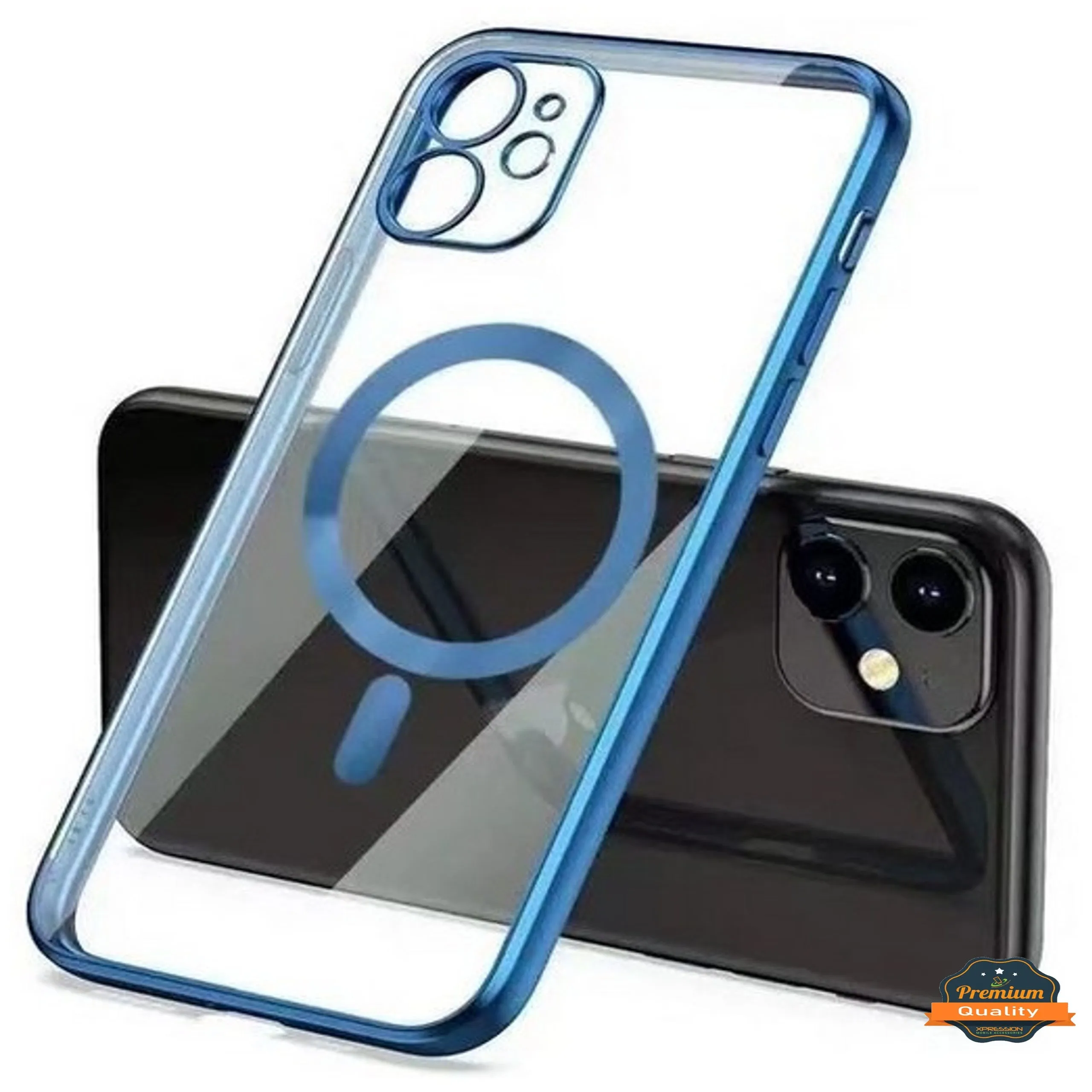 For Apple iPhone 15 Pro (6.1") Hybrid Clear with Plating Chrome Frame & Camera Protection Compatible with Magsafe  Phone Case Cover