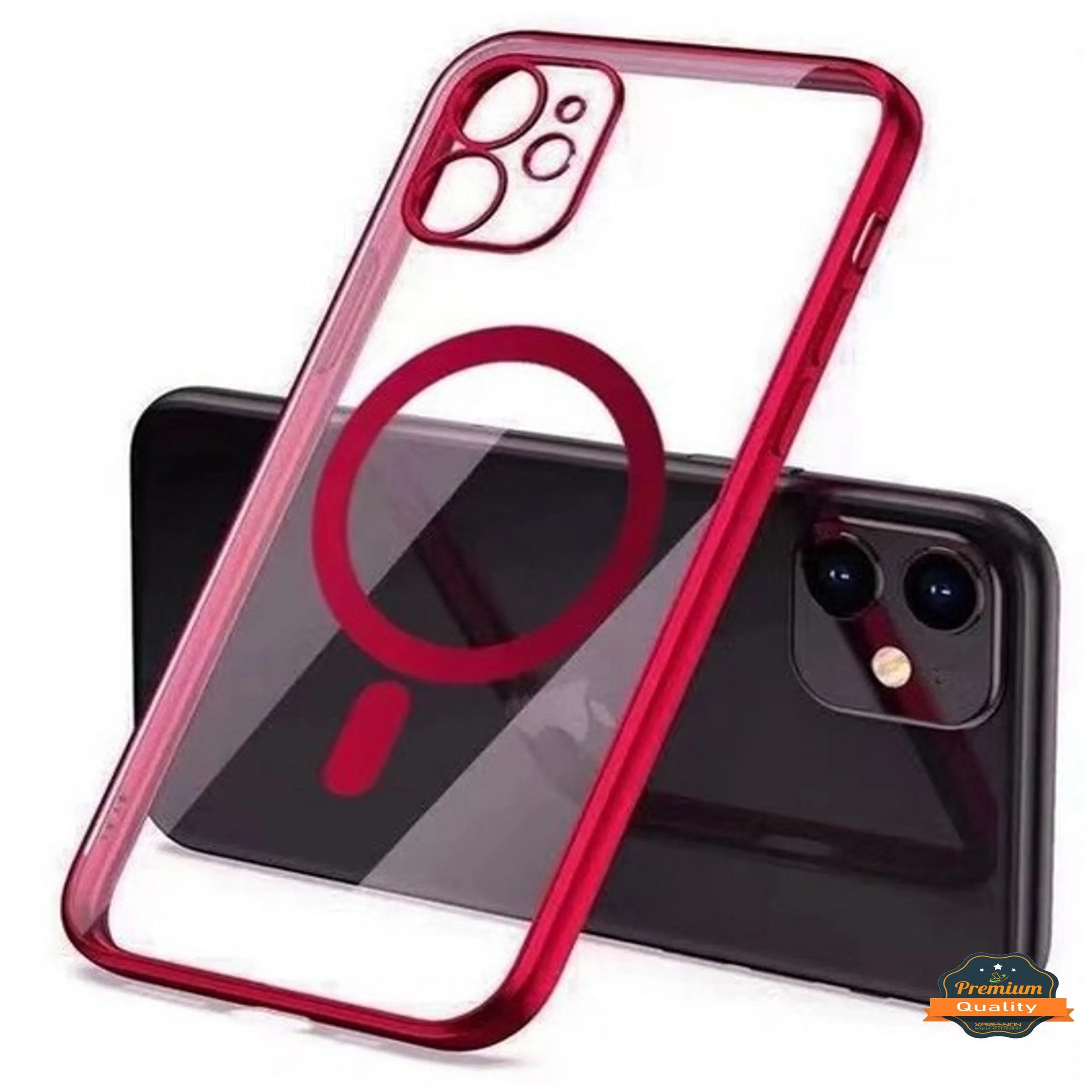 For Apple iPhone 15 Pro (6.1") Hybrid Clear with Plating Chrome Frame & Camera Protection Compatible with Magsafe  Phone Case Cover
