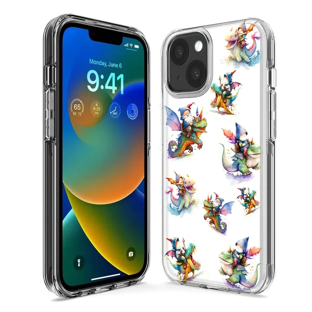 For Apple iPhone 15 Pro Max Cute Fairy Cartoon Gnomes Dragons Monsters Design Hybrid Protective Phone Case Cover