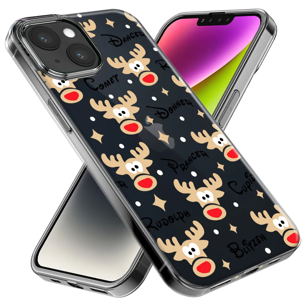 For Apple iPhone 15 Pro Max Red Nose Reindeer Christmas Winter Holiday Design Hybrid Protective Phone Case Cover