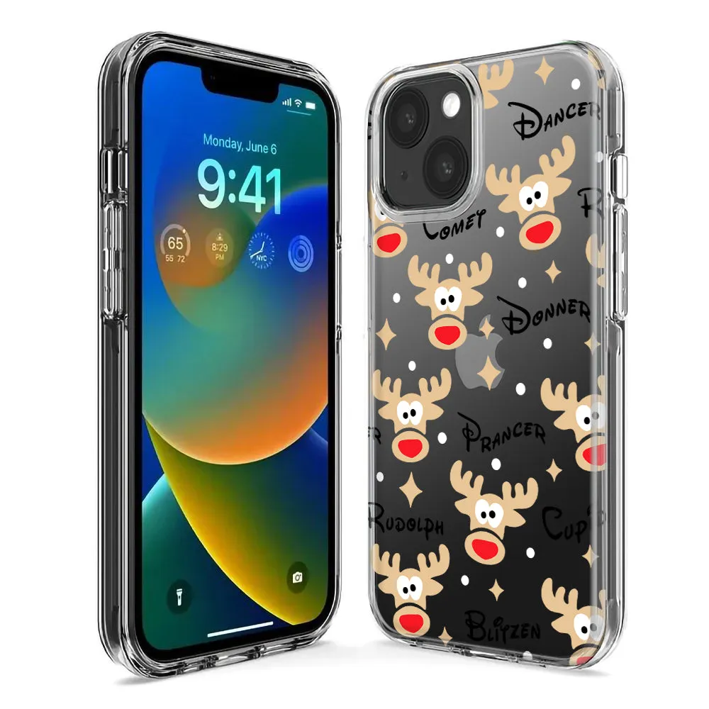 For Apple iPhone 15 Pro Max Red Nose Reindeer Christmas Winter Holiday Design Hybrid Protective Phone Case Cover