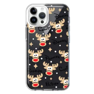 For Apple iPhone 15 Pro Max Red Nose Reindeer Christmas Winter Holiday Design Hybrid Protective Phone Case Cover