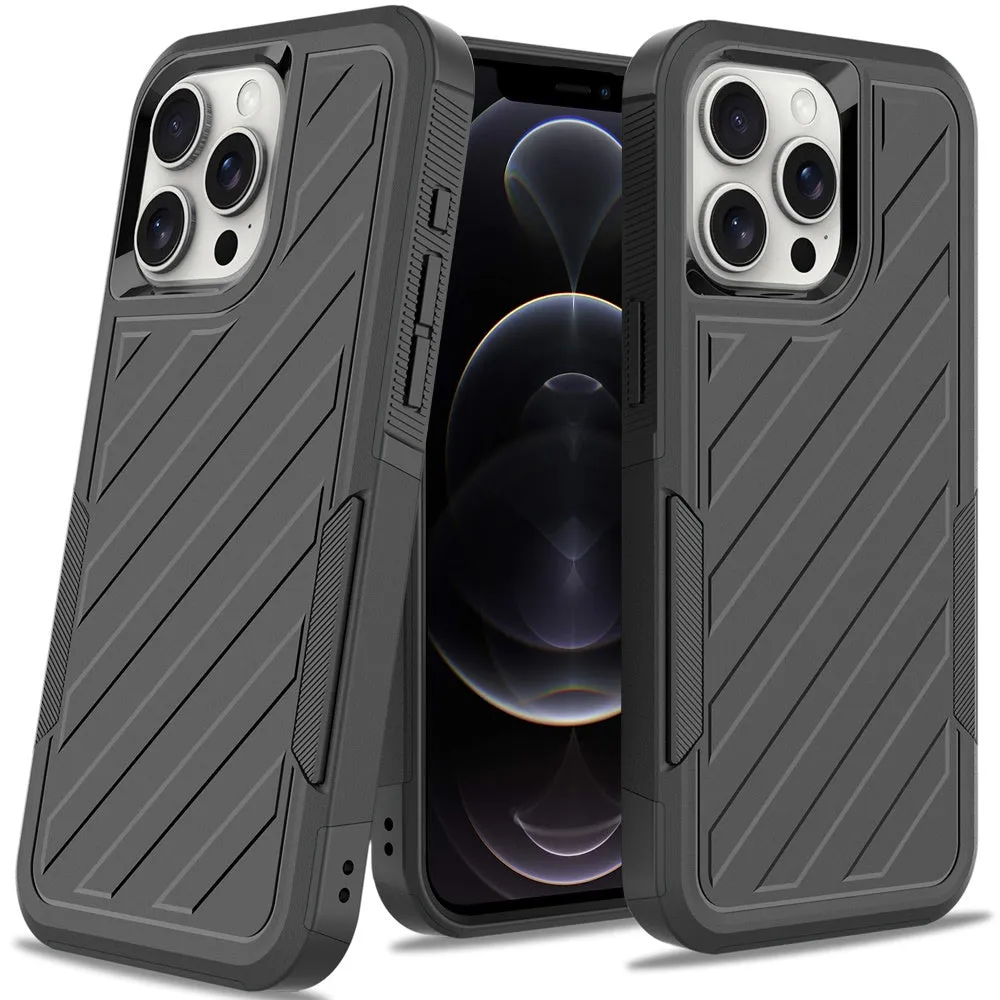 For Samsung Galaxy A16 5G Premium Design Hybrid lined Shockproof Rugged Textured 2in1 Hard PC & Silicone TPU Non Slip Tough Case Cover