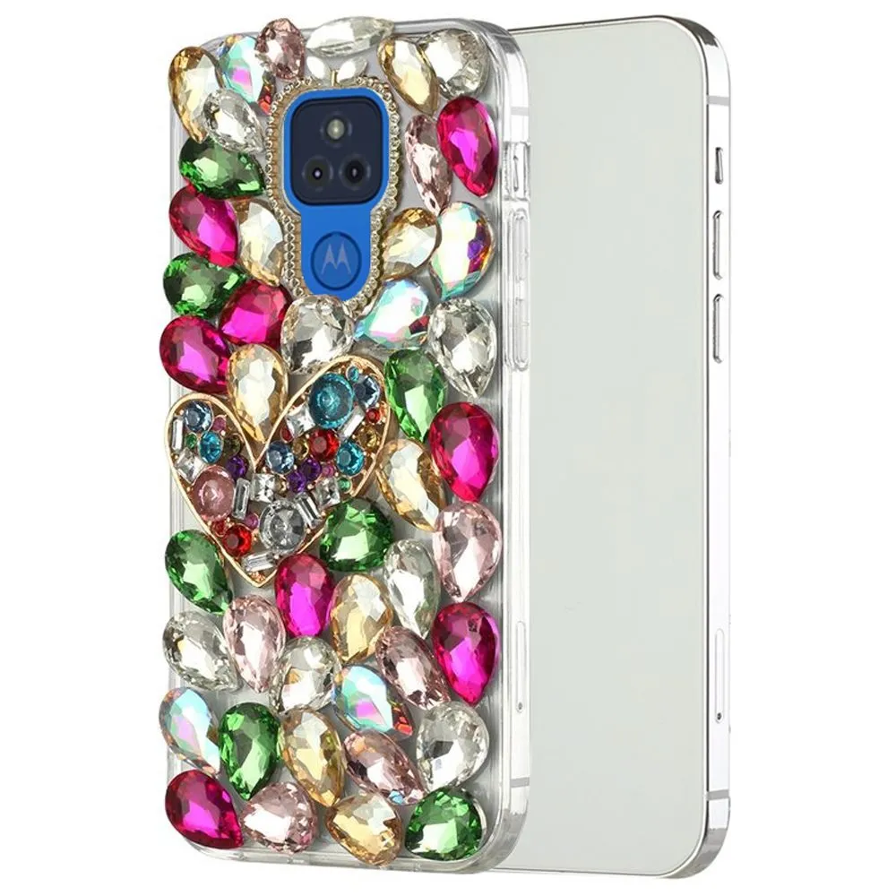For Samsung Galaxy S21 Luxury Bling Clear Crystal 3D Full Diamonds Luxury Sparkle Rhinestone Hybrid Protective Colorful Heart Phone Case Cover