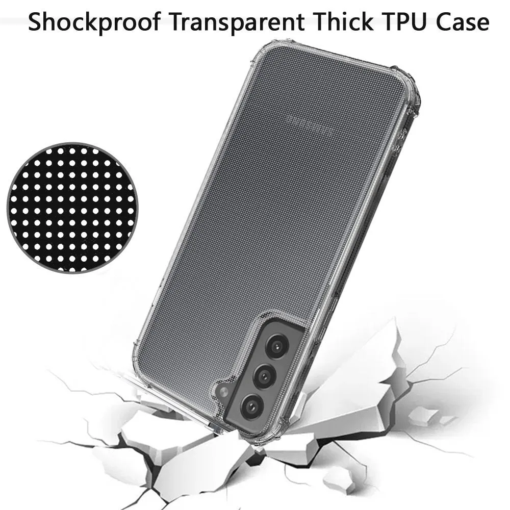 For Samsung Galaxy S21 Ultra (6.8") Hybrid Transparent Thick Pure TPU Rubber Silicone 4 Corners Gel Shockproof Protective Slim Back Clear Phone Case Cover