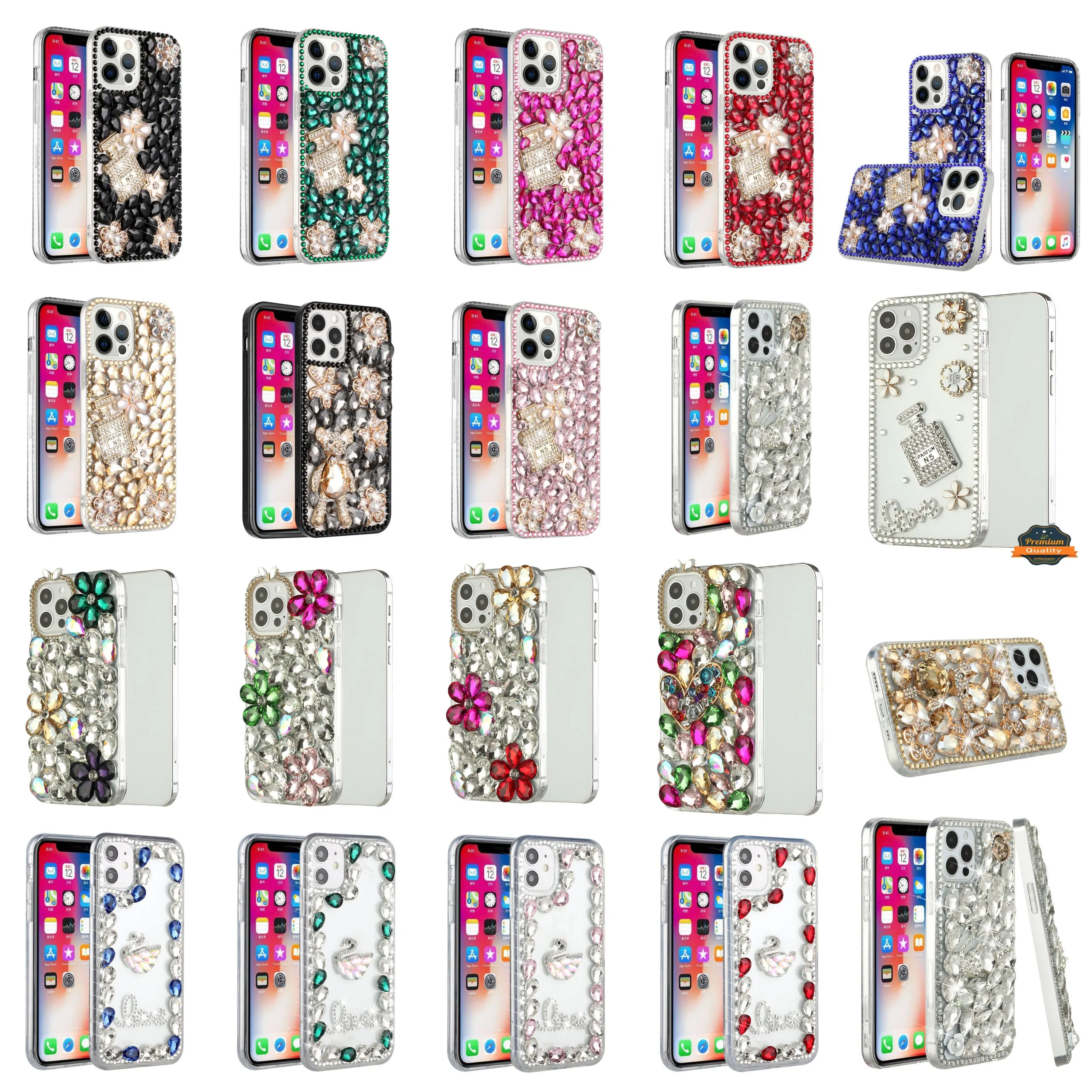 For Samsung Galaxy S22 Ultra Bling Crystal 3D Full Diamonds Luxury Sparkle Transparent Rhinestone Hybrid Protective  Phone Case Cover