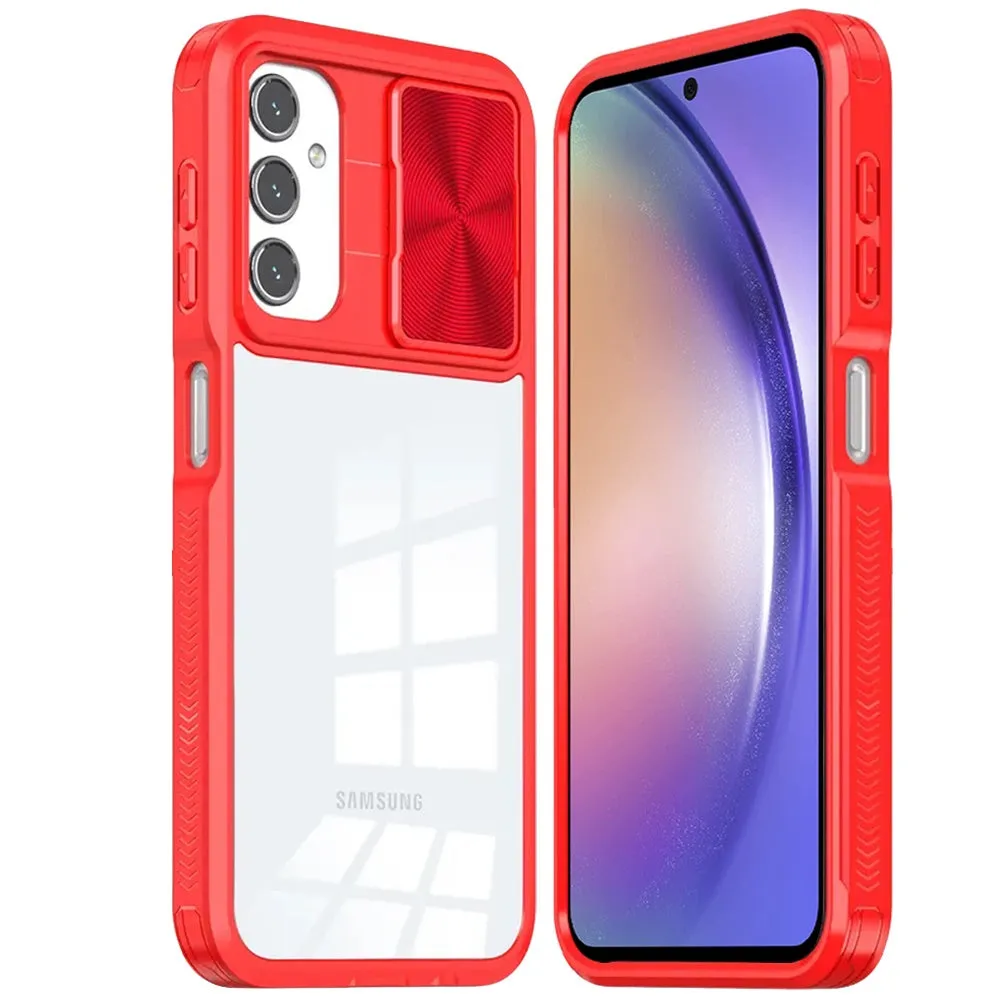 For Samsung Galaxy S24 FE /Fan Edition Hybrid Cases with Sliding Camera Cover Transparent Shockproof Bumper TPU Protective Case Cover