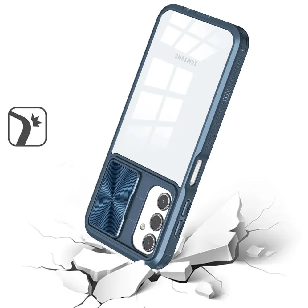 For Samsung Galaxy S24 FE /Fan Edition Hybrid Cases with Sliding Camera Cover Transparent Shockproof Bumper TPU Protective Case Cover