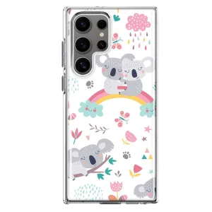 For Samsung Galaxy S24 Ultra Cute Rainbow Koalas Flowers Butterflies Slim Shockproof Hard Shell TPU Case Heavy Duty Protective Phone Cover