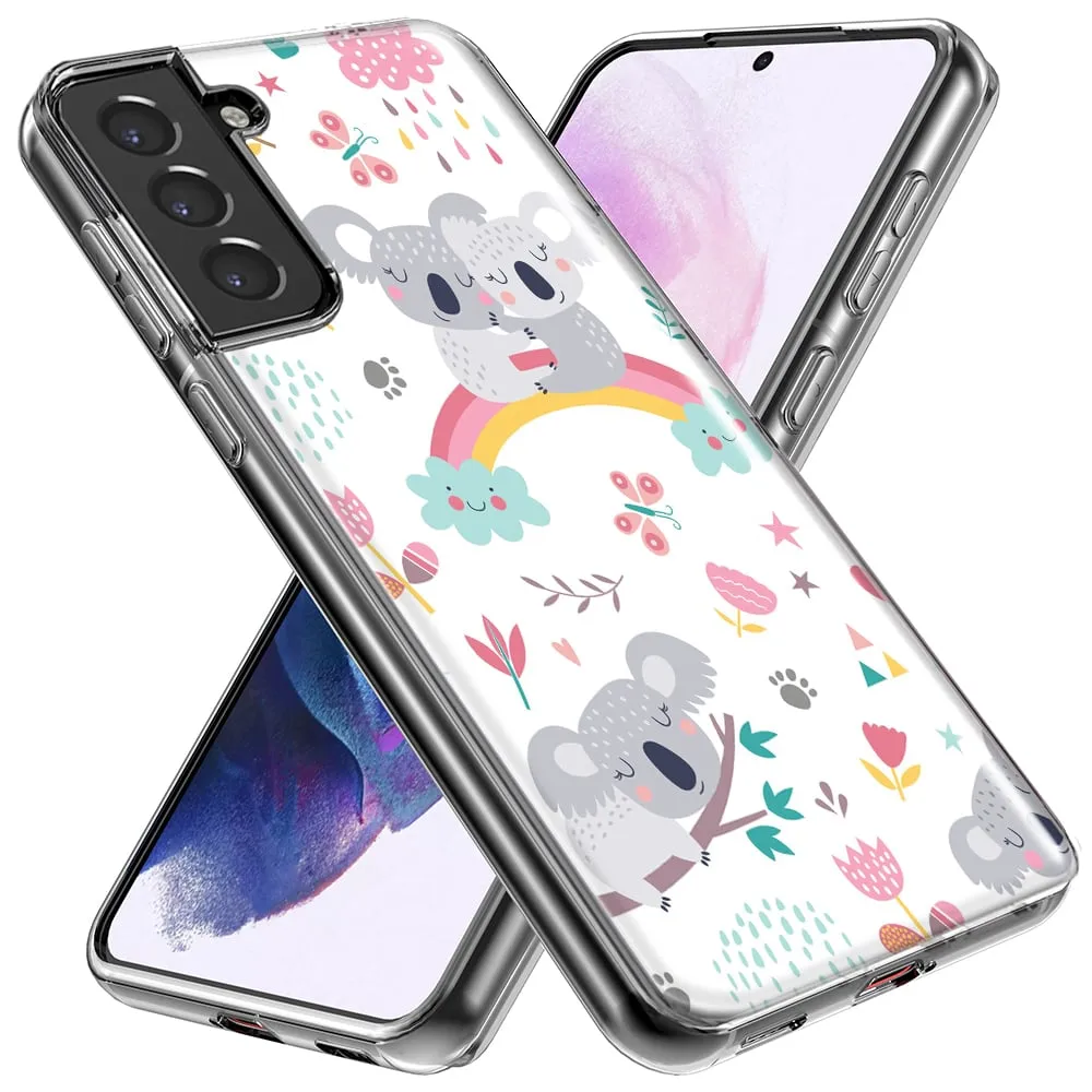 For Samsung Galaxy S24 Ultra Cute Rainbow Koalas Flowers Butterflies Slim Shockproof Hard Shell TPU Case Heavy Duty Protective Phone Cover