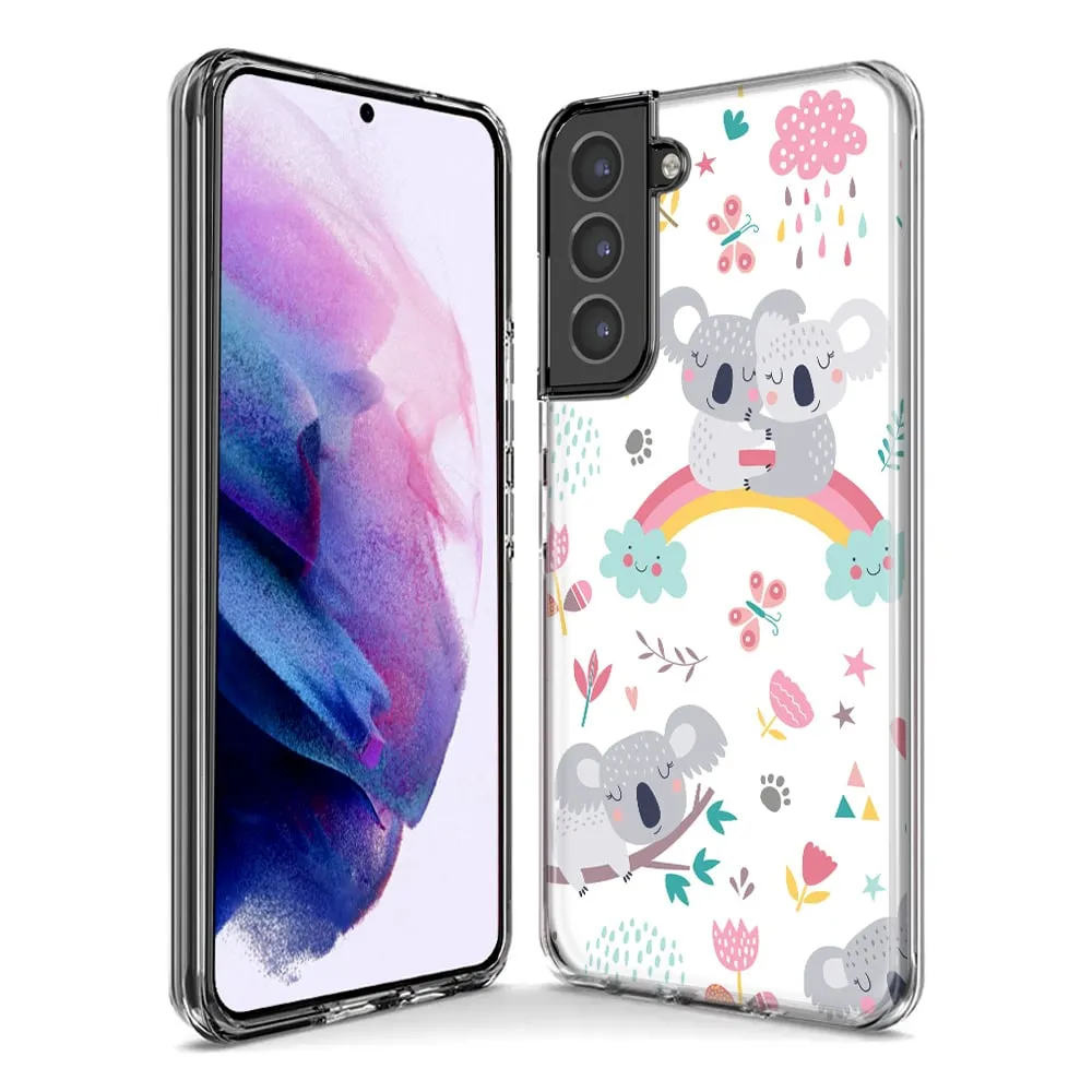 For Samsung Galaxy S24 Ultra Cute Rainbow Koalas Flowers Butterflies Slim Shockproof Hard Shell TPU Case Heavy Duty Protective Phone Cover