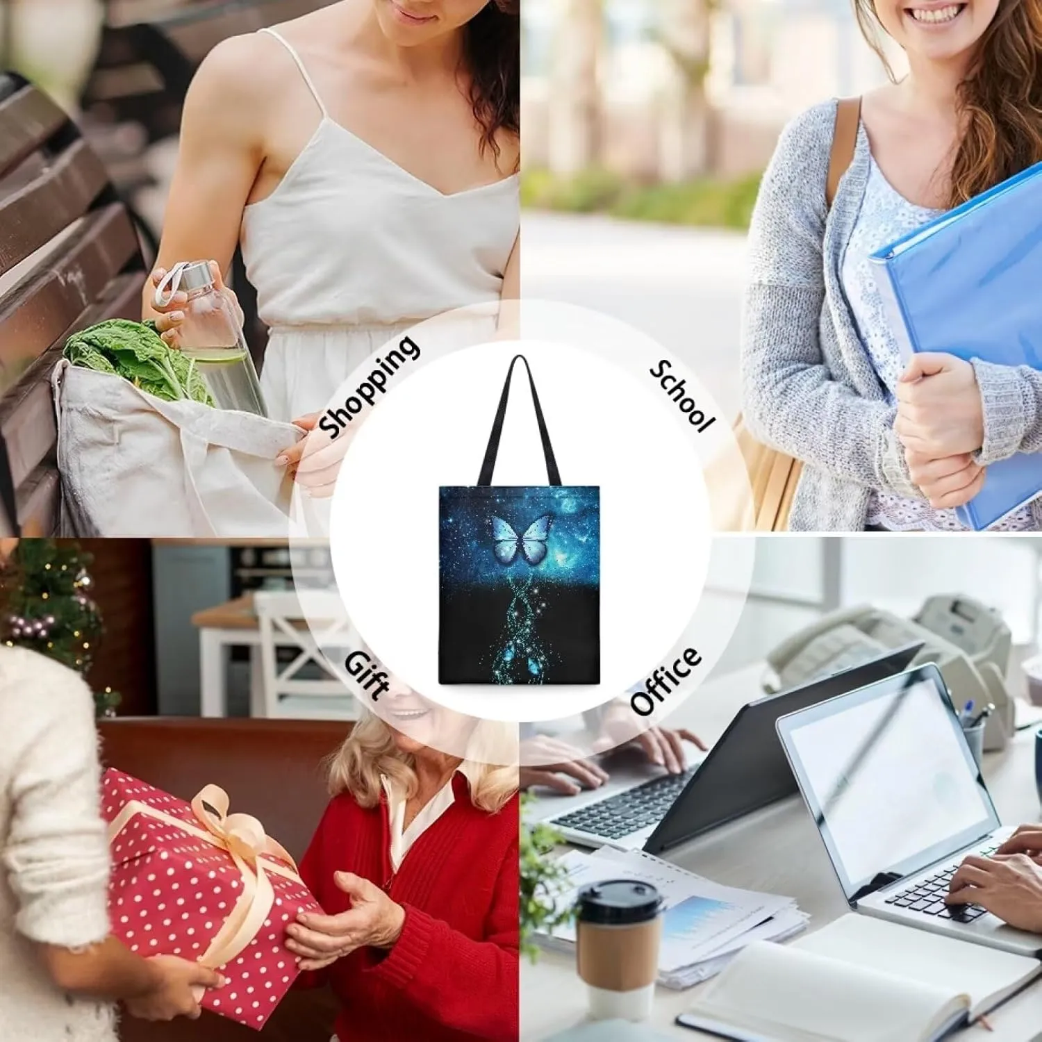 FOR U DESIGNS Women Canvas Reusable Tote Bag Women Shopping Tote Bags Book Bags