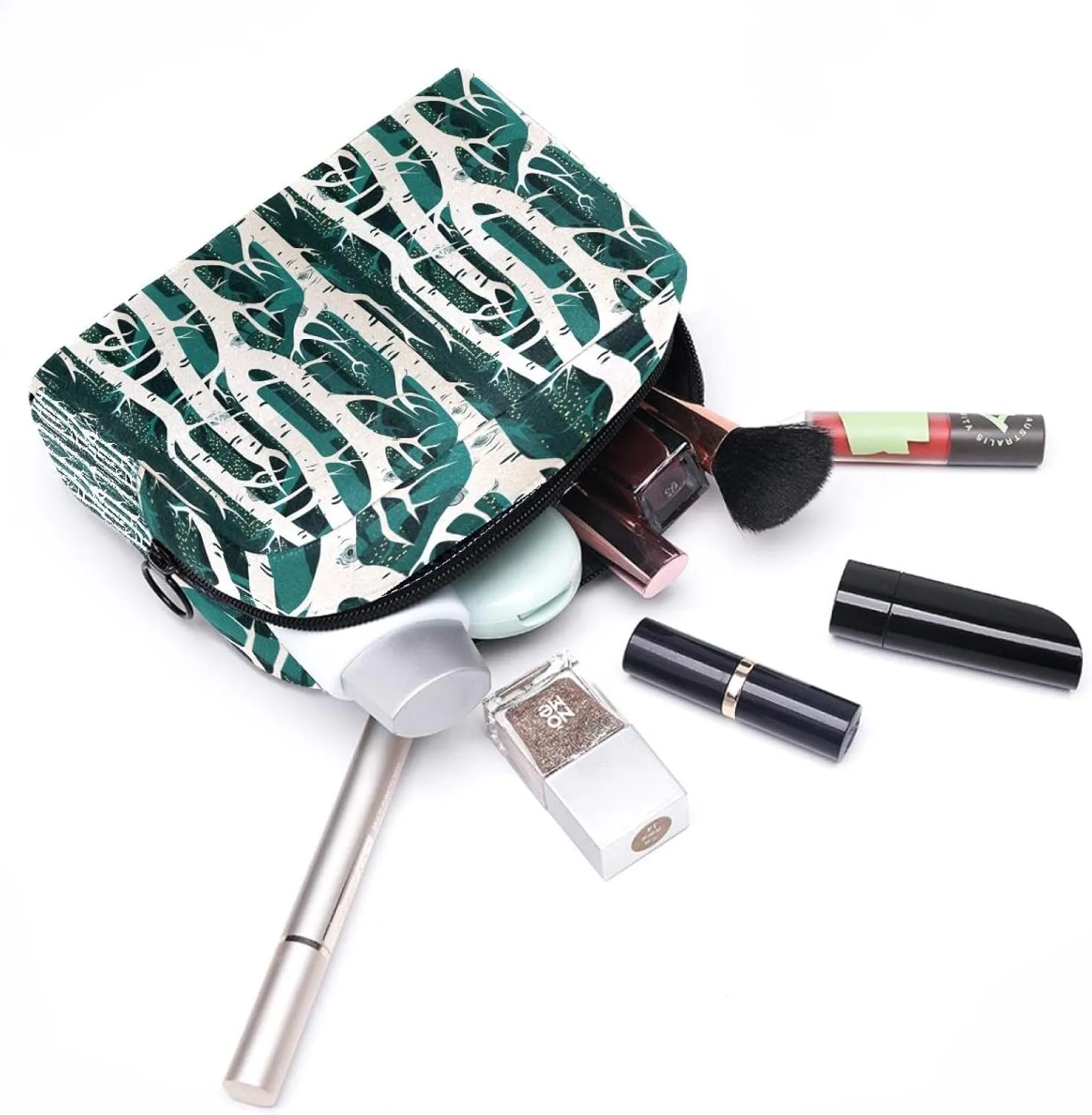 Forest Birch Tree Small Makeup Bag for Purse, Portable Cosmetic Bag Zipper Makeup Pouch for Women, Stationery, Toiletries, Travel Accessories