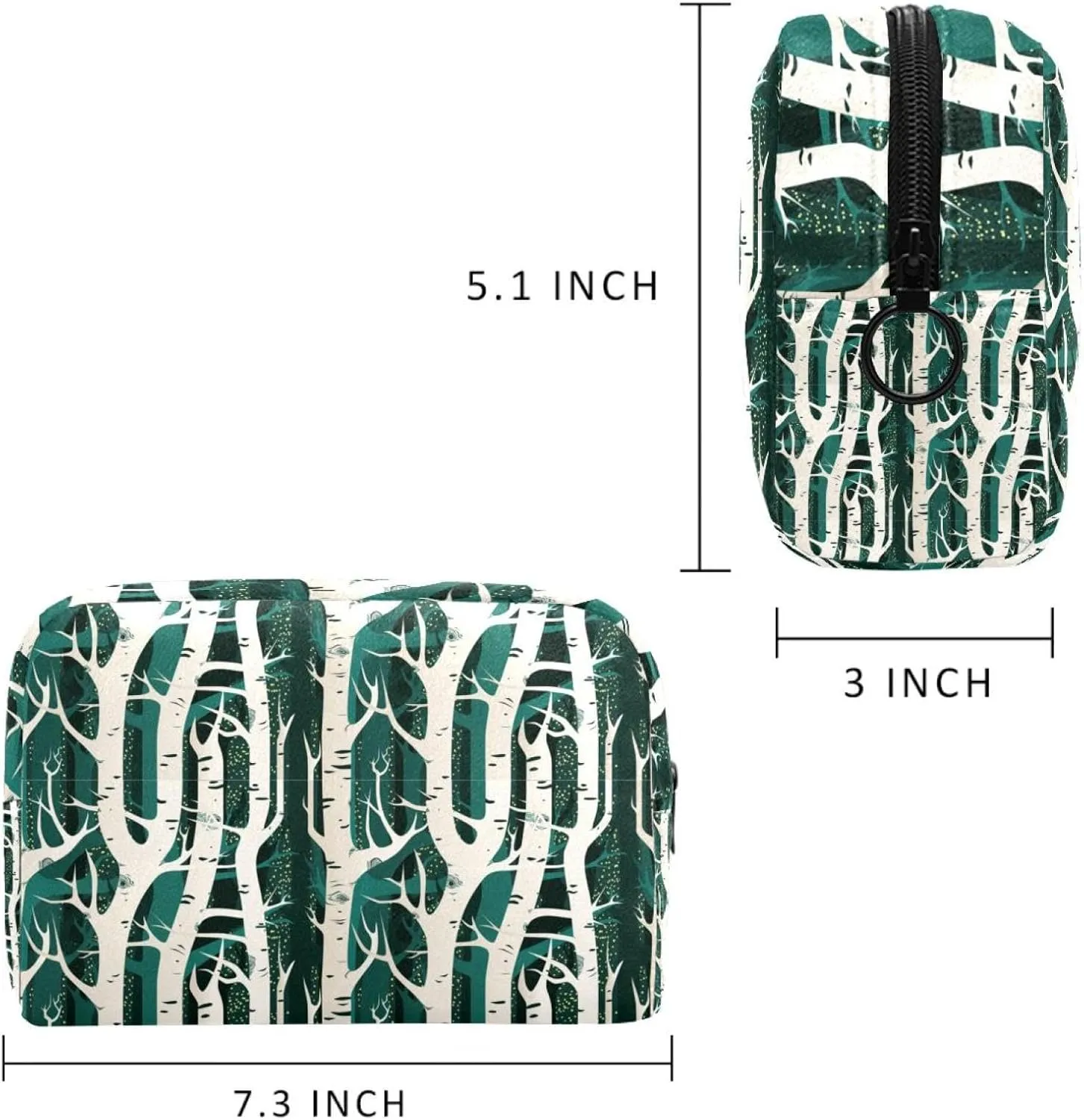 Forest Birch Tree Small Makeup Bag for Purse, Portable Cosmetic Bag Zipper Makeup Pouch for Women, Stationery, Toiletries, Travel Accessories