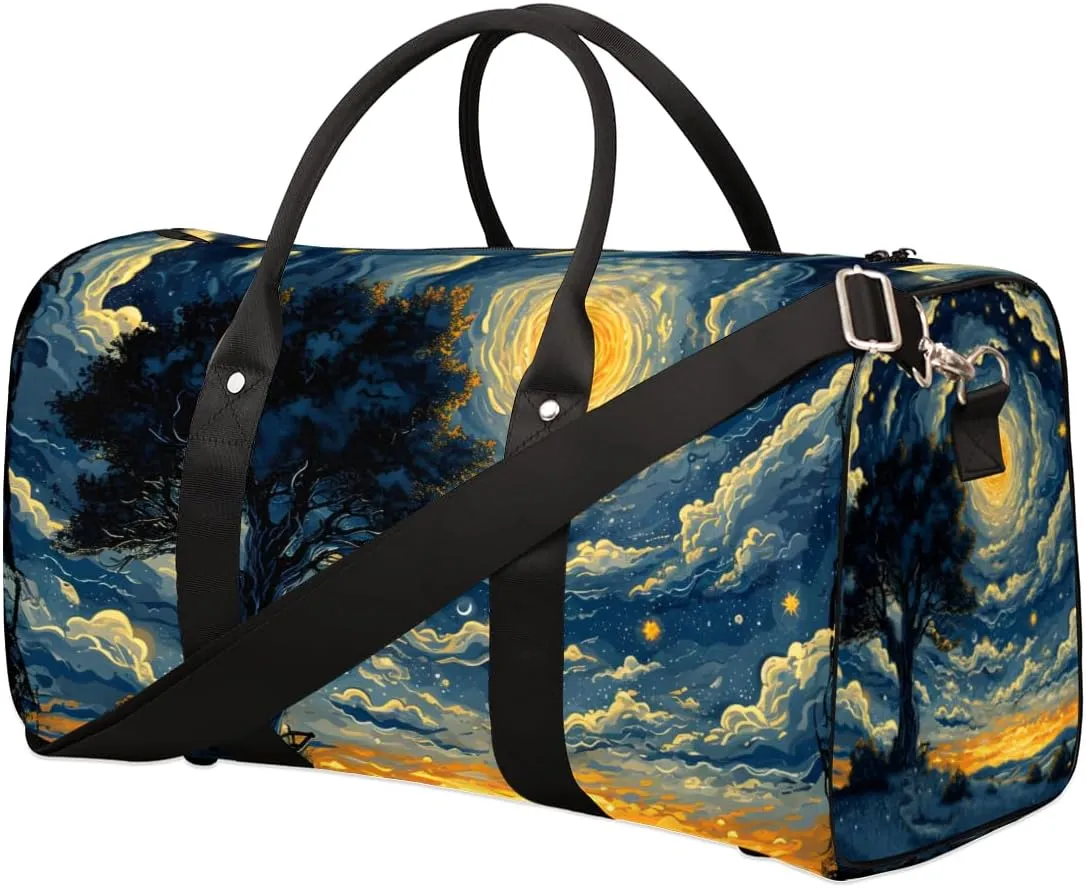Forest Moon Travel Duffle Bag for Women Men Gym Duffel Foldable Bag Waterproof Weekender Galaxy Nature Gothic Duffle Tote