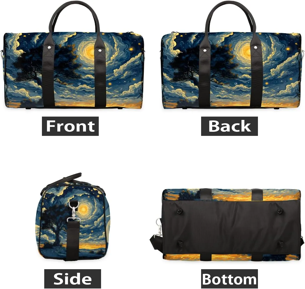 Forest Moon Travel Duffle Bag for Women Men Gym Duffel Foldable Bag Waterproof Weekender Galaxy Nature Gothic Duffle Tote